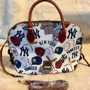 Dooney & Bourke Yankees Themed Satchel - White and Brown